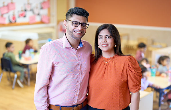 Image of a man and a woman in a classroom